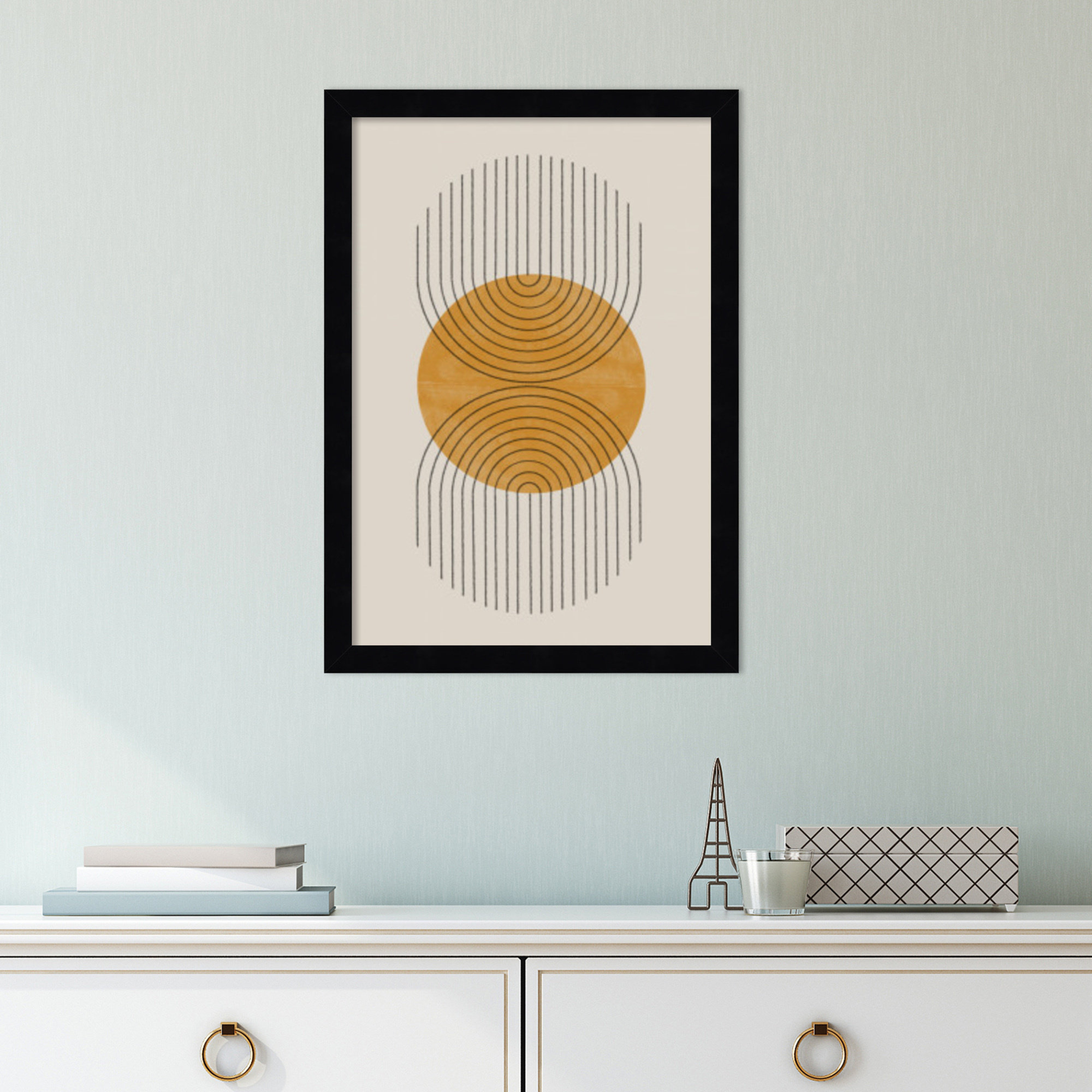 Perfect Point Yellow by The MIUUS STUDIO, Black Framed, 17" H x 12" W x 1" D