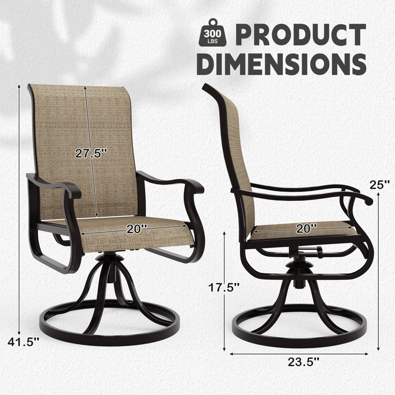 Ashalyn High Back Swivel Rocker Outdoor Dining Armchair (Set of 2), Brown