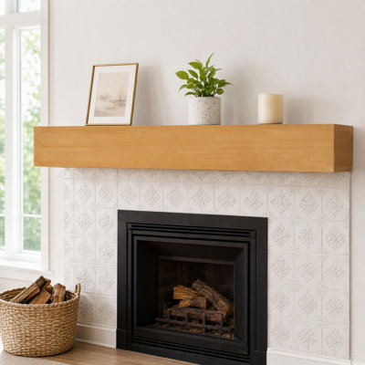 Tablette de manteau de cheminée en bois massif, tablette flottante murale avec support caché, décor de maison de campagne rustique