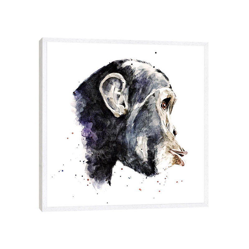 Chimp - Print on Canvas, 66.04 cm H x 66.04 cm W, White Framed