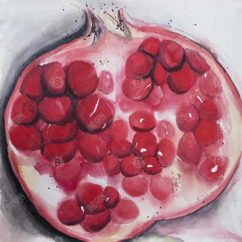 Open pomegranate - 26"x26" Throw pillow - Poly twill - Print on demand, 26" x 26"