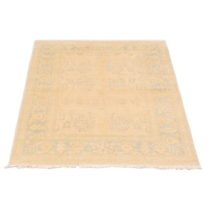 Tapis unique en laine noué à la main nouvel âge de 5 pi 1 po x 6 pi 11 po Acy ivoire / kaki / bleu clair
