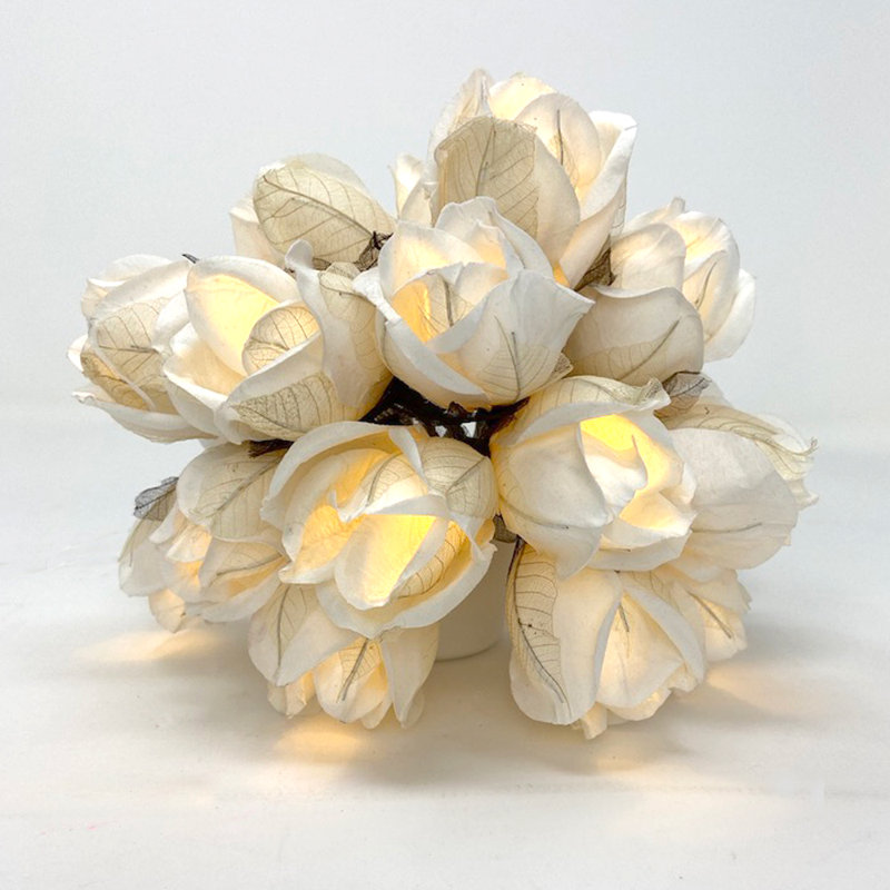 Vold LED Handmade Paper Roses String Light, White