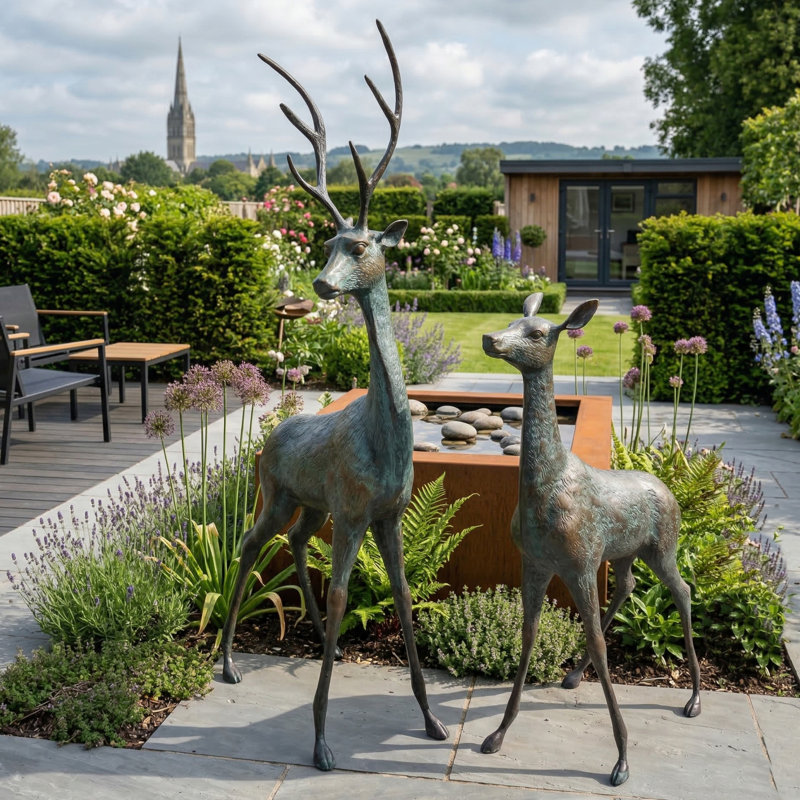 Deer Animals Metal Garden Statue