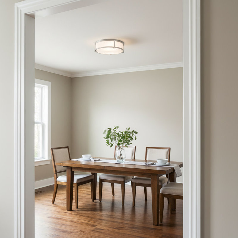 Lowell Modern Flush Mount Ceiling Light, Antique Nickel, 4.75" H x 16" W x 16" D