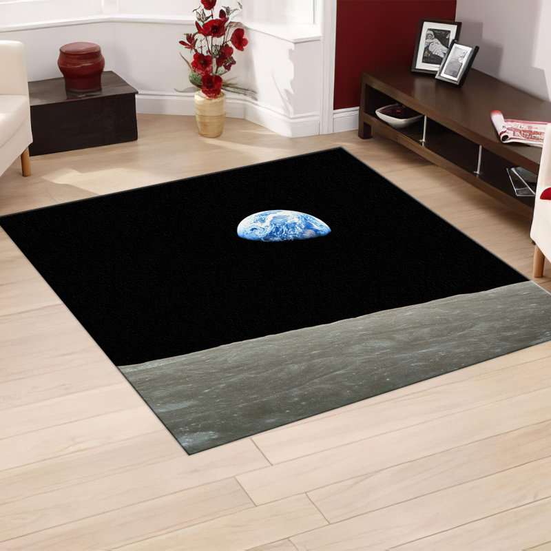 Non-Woven Thin Printed Area Rug with Vibrant Floral Design Ideal for Enhancing Home Interior Decor, Square 4'3"