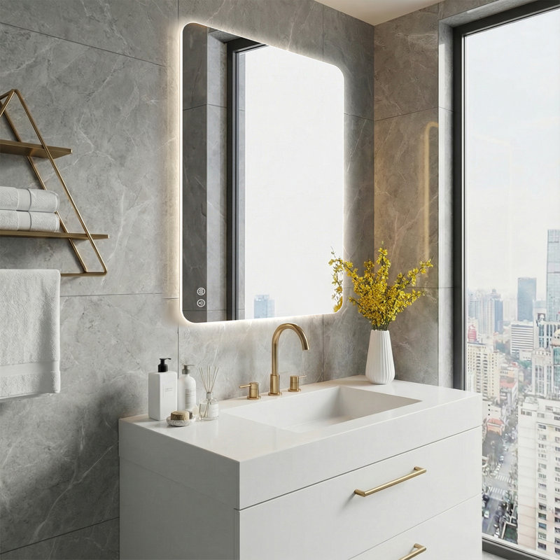 Backlit LED Bathroom Vanity Mirror, Frameless Soft Rounded Corner, Dimmable 3 Color Light, Anti-Fog, Shatterproof Tempered Glass, IP64, UL/ETL Certified
