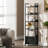 6 Tier Bookshelf, Tall Shelf with Drawer, Wood and Metal Bookshelves Storage Organizer, Industrial Display Shelving Unit for Bedroom, Living Room, Home Office-1456951933
