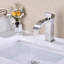 Robinet de lavabo de salle de bain avec douchette de style cascade, commande à poignée simple, joint de bonde escamotable, nickel brossé et bonde anti-corrosion, fabrication en acier inoxydable, écoulement stable, bricolage