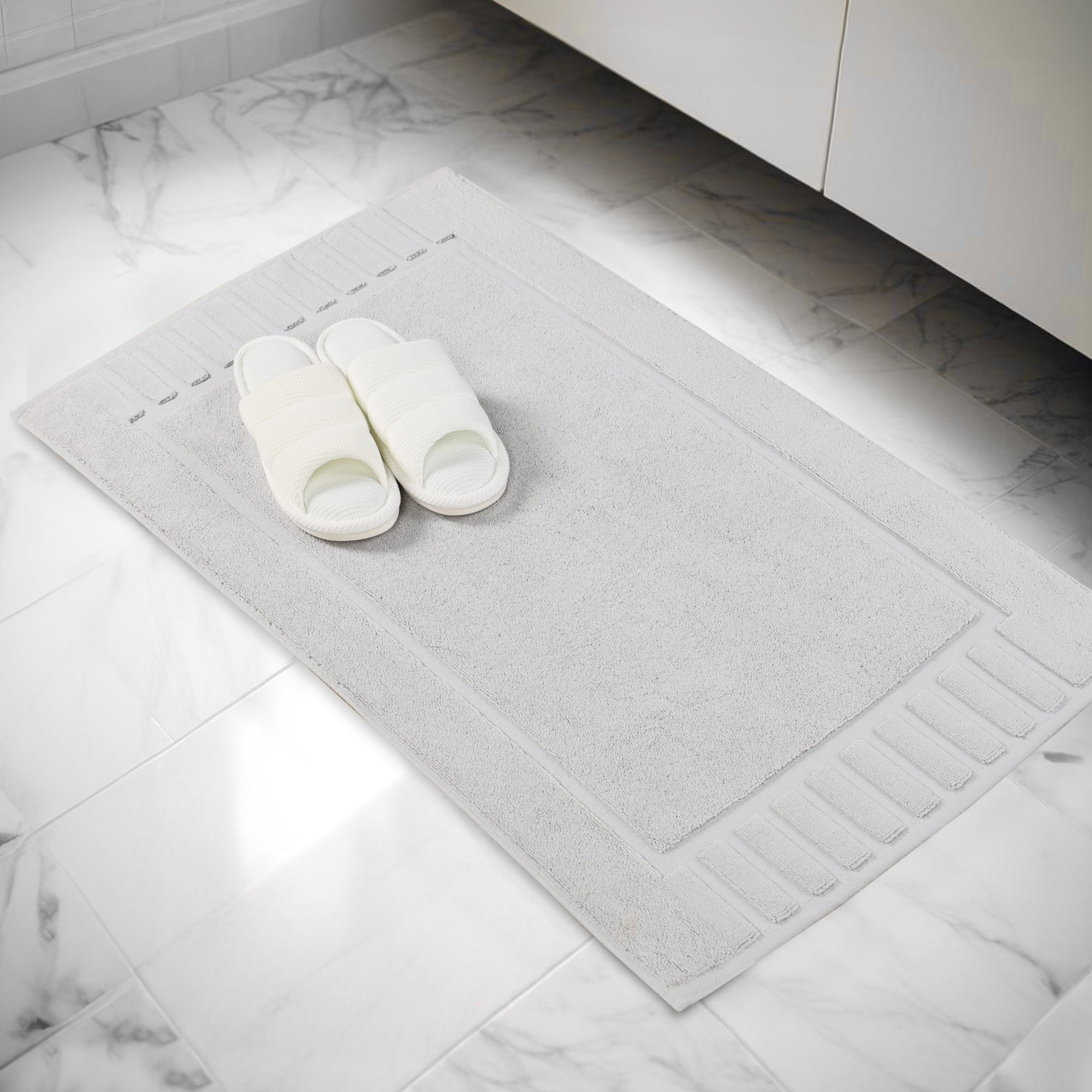 Pardue Cotton Bath Mat, Geometric, Silver