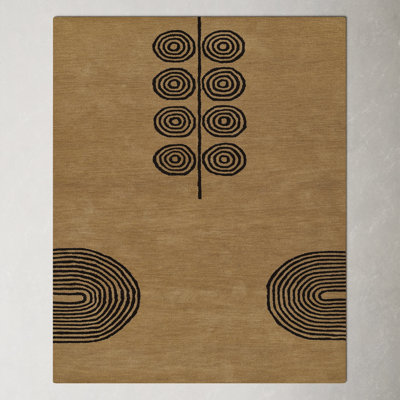 Yasi Beige Hand-Tufted Geometric Wool Rug