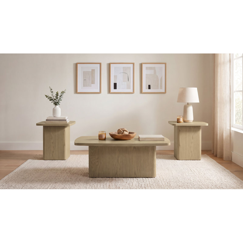 Ensemble de table basse et de table d'appoint 3 pièces Harolyn Greige, 3 pièces: table basse, 2 tables de bout