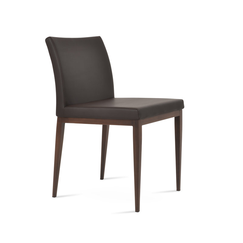 Aria MW Side chair, Walnut, Brown PPM Faux Leather