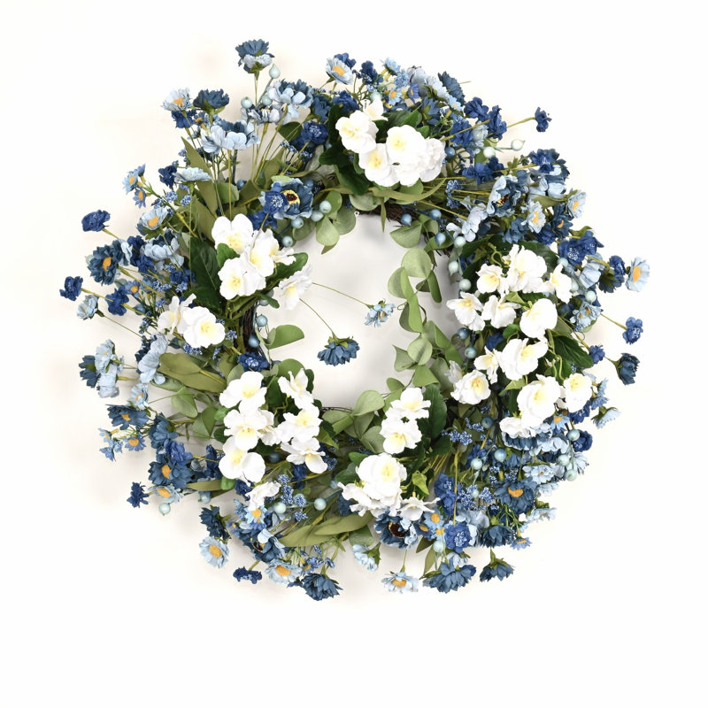 Couronne de porte 22 po, Blanc / Vert / Bleu