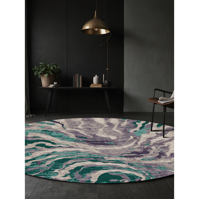 Tapis gris lavable à la machine, Rond 4 pi