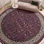 Tapis rond de qualité prune et ivoire noué à la main