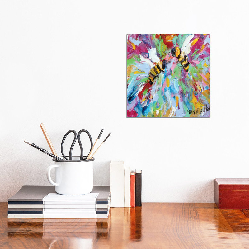 Bee Happy 1 Piece Wrapped Canvas Painting, 30.48 cm H x 30.48 cm W