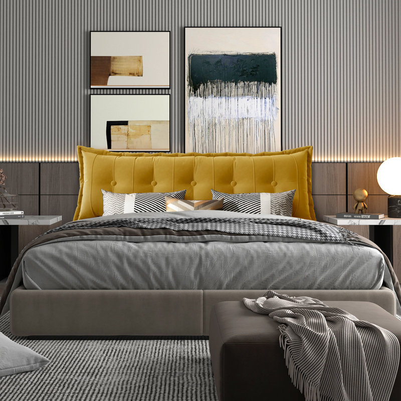 Yellow Rectangular Lumbar Cushion, Yellow, 50cm x 100cm
