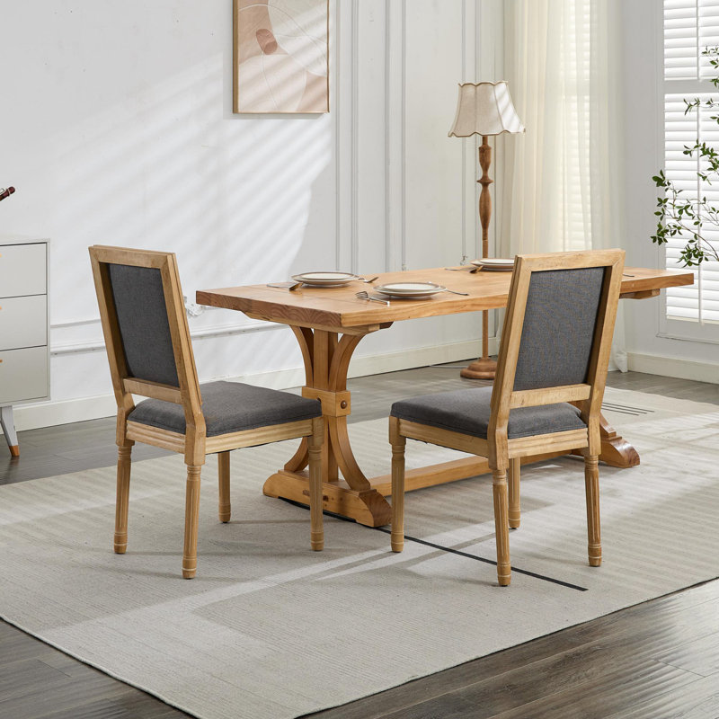 Ensemble de 2 chaises d'appoint à structure en bois avec pieds robustes, Gris