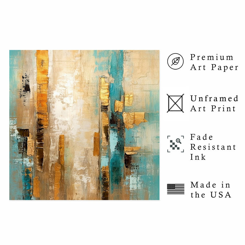 «Abstract Gold Dreams I», reproduction d'art non encadrée, H 18 po x l 18 po