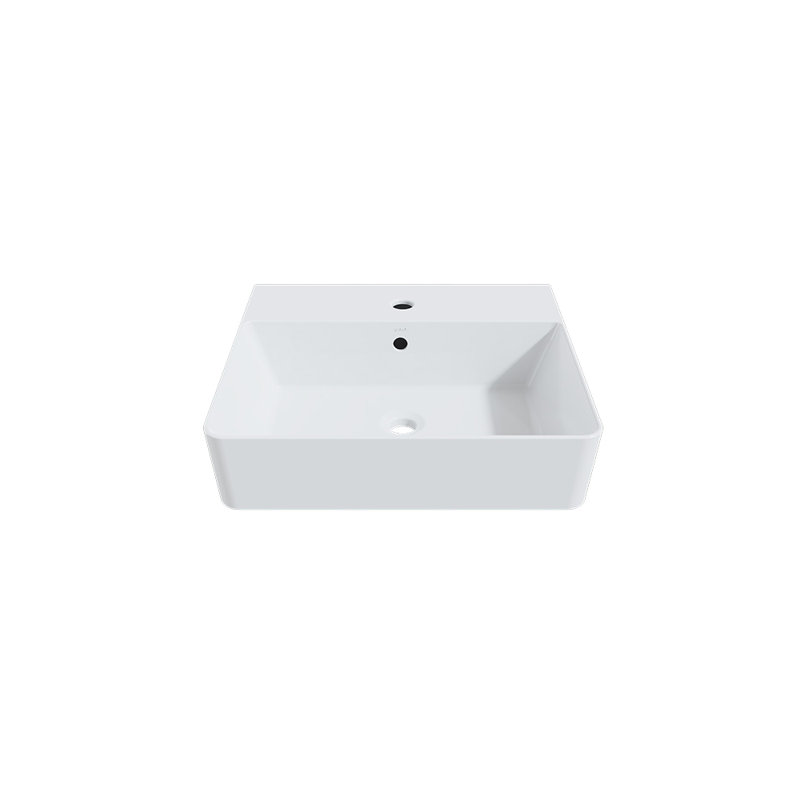 Lavabo de salle de bain rectangulaire à en argile réfractaire blanc avec trop-plein