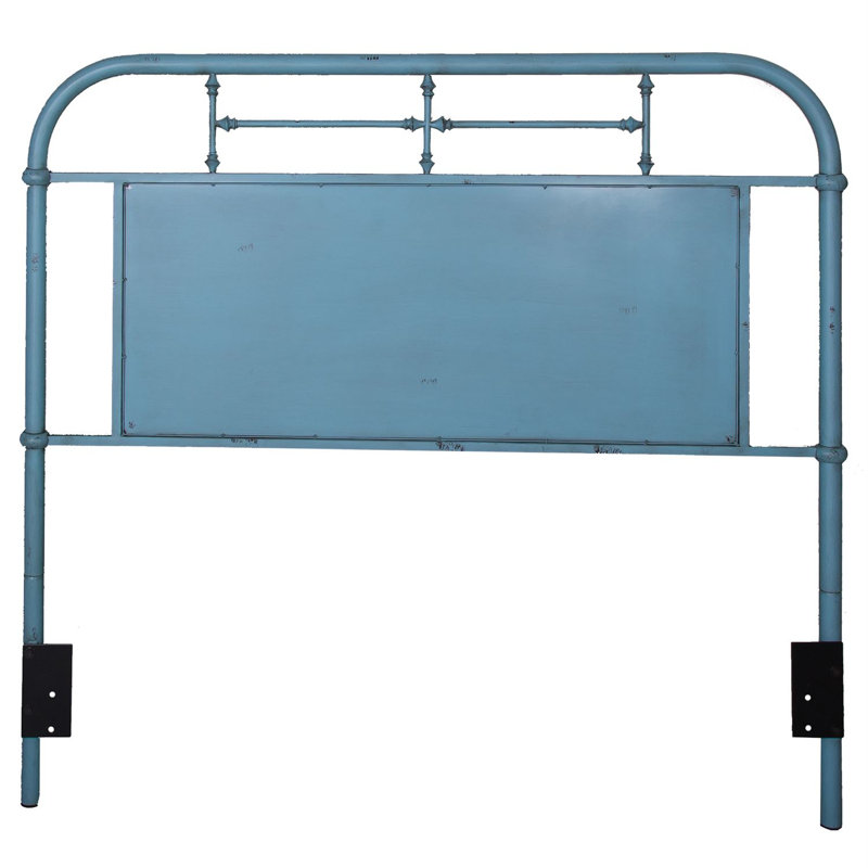 Edmund Open-Frame Metal Headboard with Center Panel, Twin, White