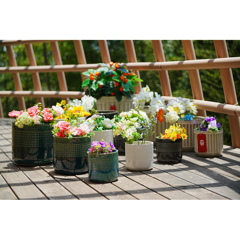 Pots de fleurs en céramique de haute qualité, Bleu / Vert