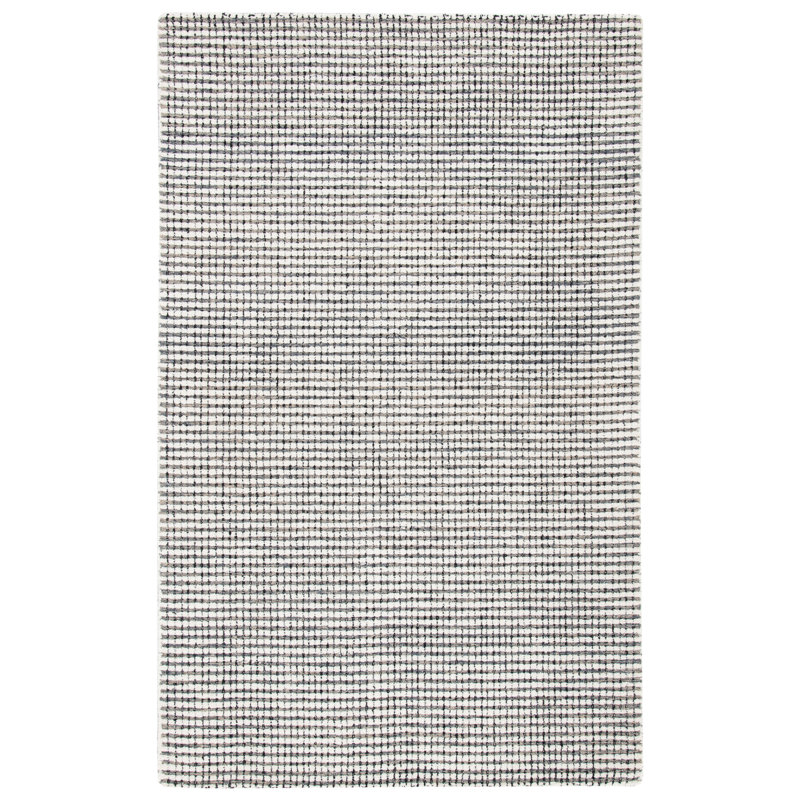 Abstract Hand Tufted Wool Checkered Rug, Rectangle 4' x 6'