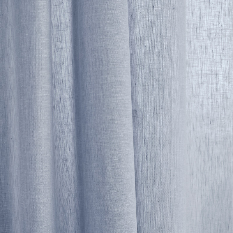 Linen Curtain with Rod Pocket, 52" W x 132" L, Chambray Blue
