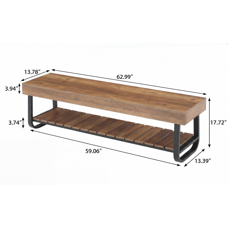 Upholstered Engineered Wood Bench with Shelves