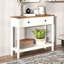 Console de style campagnard avec 2 tiroirs et tablette de rangement inférieure pour le vestibule, table d'appoint rustique avec tiroir de rangement et tablette pour le salon, le couloir
