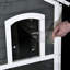 Enclos extérieur pour chat - 2 étages en bois avec plateforme, maison grise à utiliser, porte en bois, porte de secours, toit ouvrant et plateformes de saut