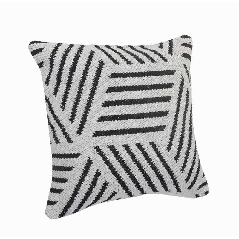 Coussin décoratif en mélange de coton tissé à la main Nautical, Noir, Housse de coussin seulement - sans insert