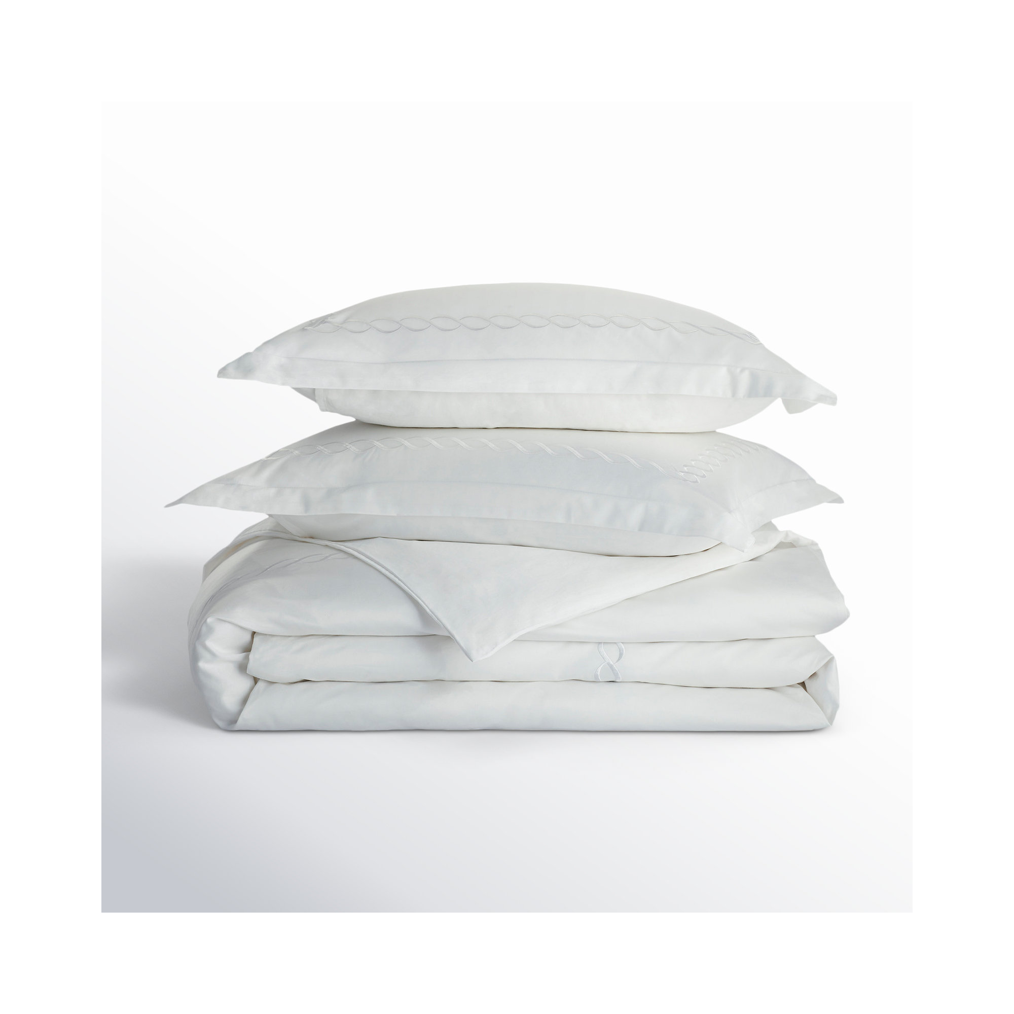 Avellana Sateen Duvet Cover Set, Twin Duvet Cover + 1 Standard Sham, White