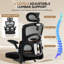 Fauteuil de bureau ergonomique en filet avec dossier haut et appui-tête réglable en hauteur lombaire avec accoudoirs pivotants et roues pivotantes Base en métal électroplaqué robuste avec dossier en filet transparent et respirant