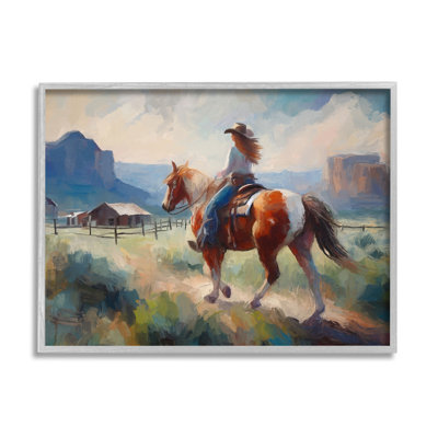 Southwestern Cowgirl Landscape by Ramona Murdock Floater Frame Print on Canvas