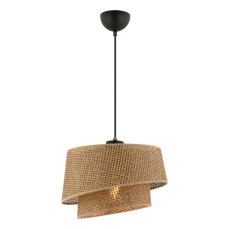 Lustre élégant en métal beige, 25,6 po x 25,6 po x 25,6 po | Capuchon en tissu (hauteur: 7,9 pouces) | Certifié CE, douille E27 (60 W maximum) | Parfait pour la salle à manger, le salon ou le vestibule - Éclairage élégant et fonctionnel