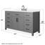 Beckett 60" Freestanding Single Bathroom Vanity with Quartz Top-1973926522-1973926525-1973926526