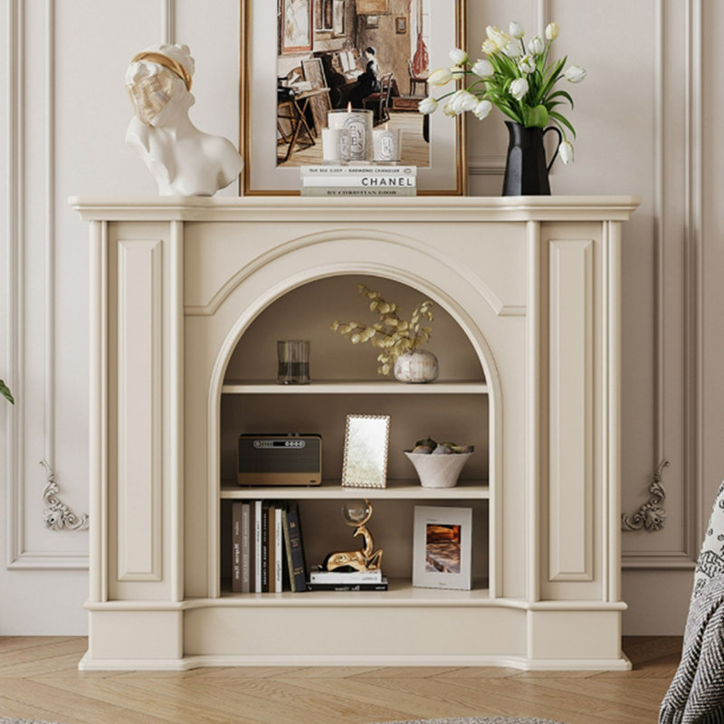 Foyer autoportant en bois massif beige