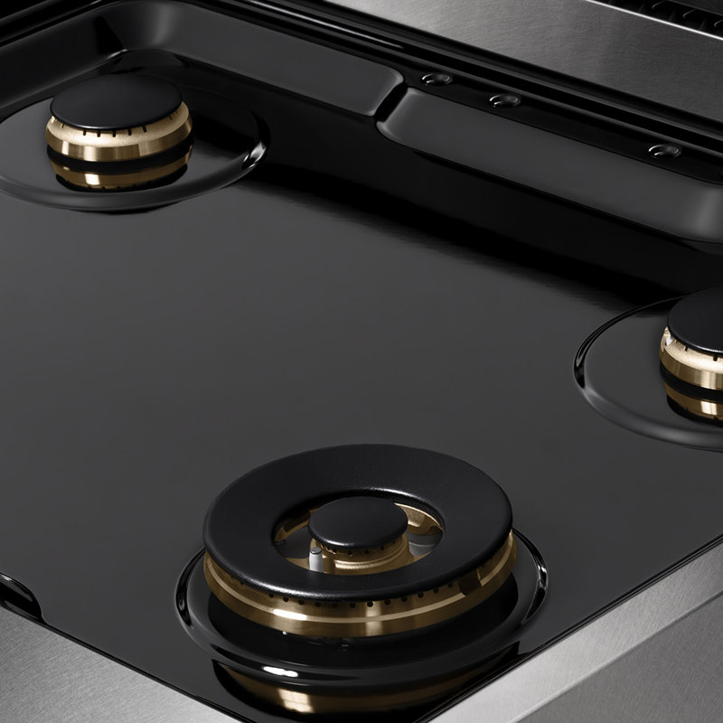 ZLINE 30" Porcelain Gas Stovetop in Fingerprint Resistant with 4 Gas Burners, Stainless Steel/Brass Burners