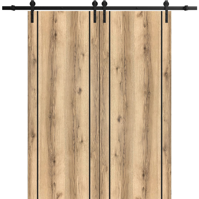 Porte de grange en bois massif massif, 84 po x 80 po, Chêne