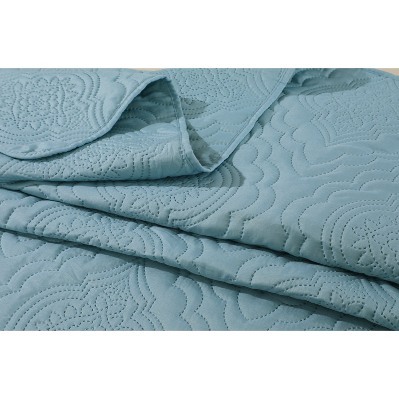 Ensemble de courtepointe 2 pièces Marina Soft Home de Marina Marina Pinsonic Bedding, Aigue-marine