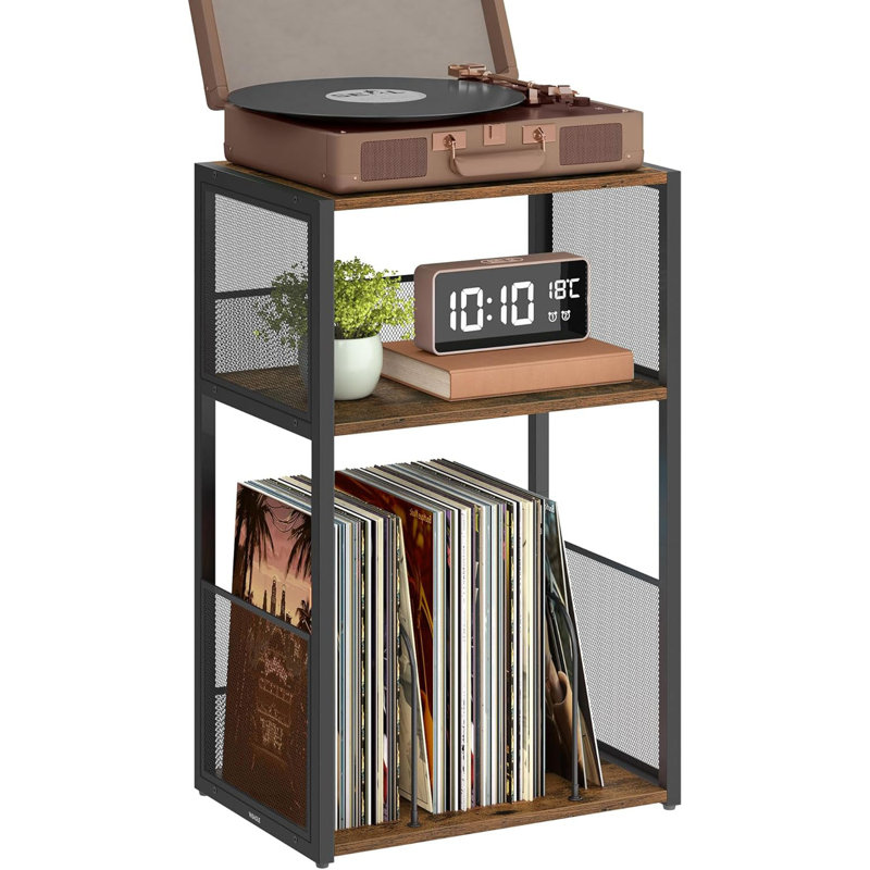 27.1 " H Media Shelves, Rustic Brown