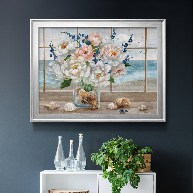 Fenêtre côtière - peinture encadrée, Silver Framed Canvas, H 22,5 po x l 30,5 po x P 1,5 po