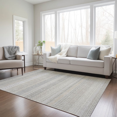 Jazlynn Washable Striped Indoor / Outdoor Rug