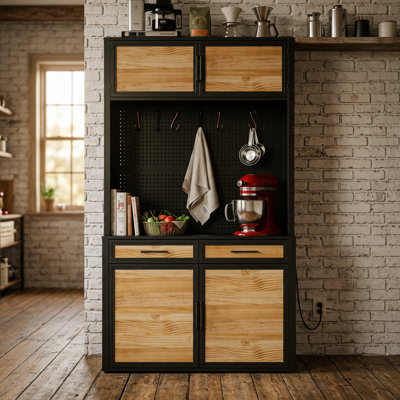 Arona 82.7"H Food Pantry Kitchen Sideboard Buffet With 4 Door 2 Drawer