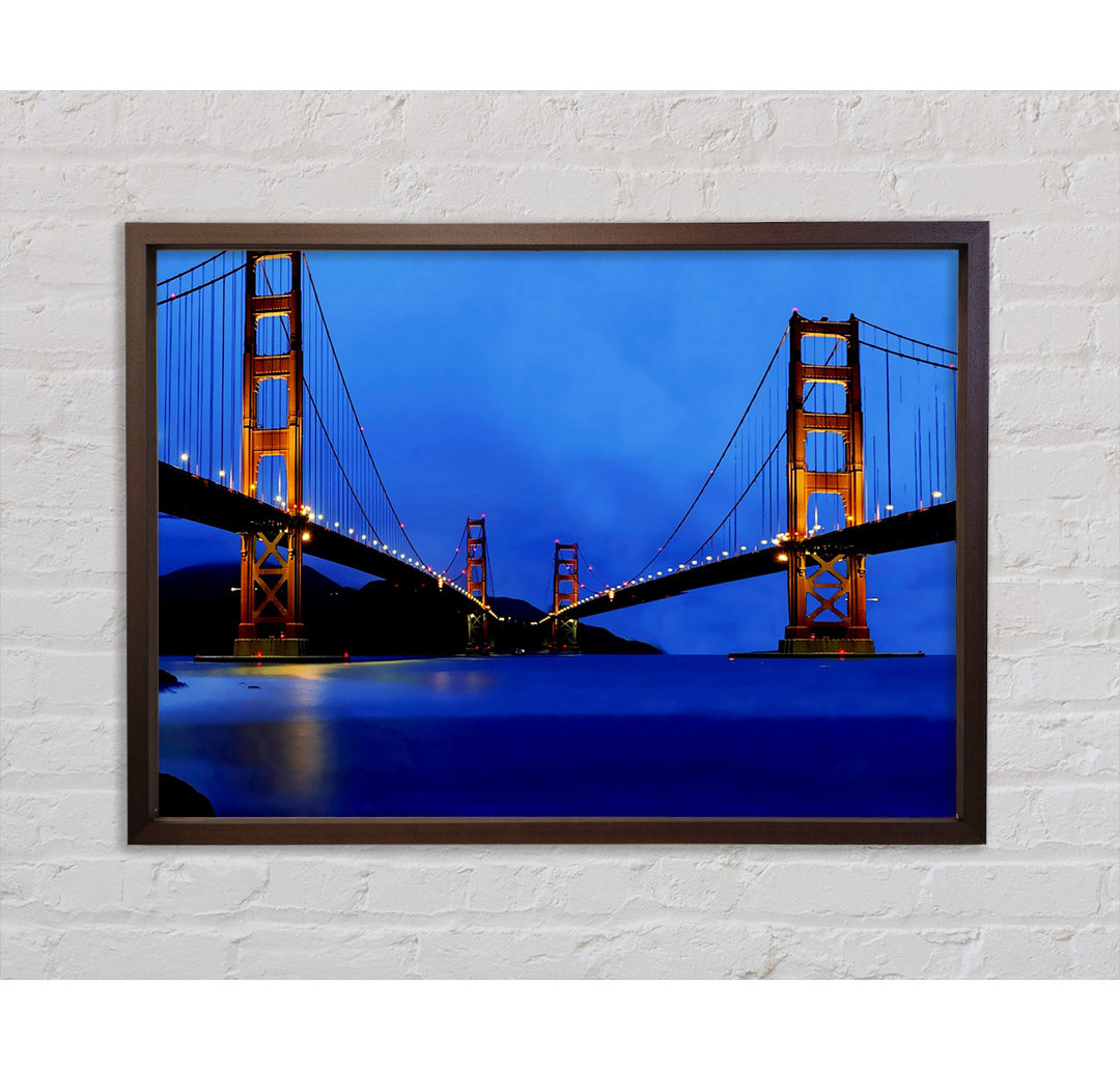 San Francisco Bridge Twins Blue Hue - Einzelbildrahmen Kunstdrucke auf Leinwand