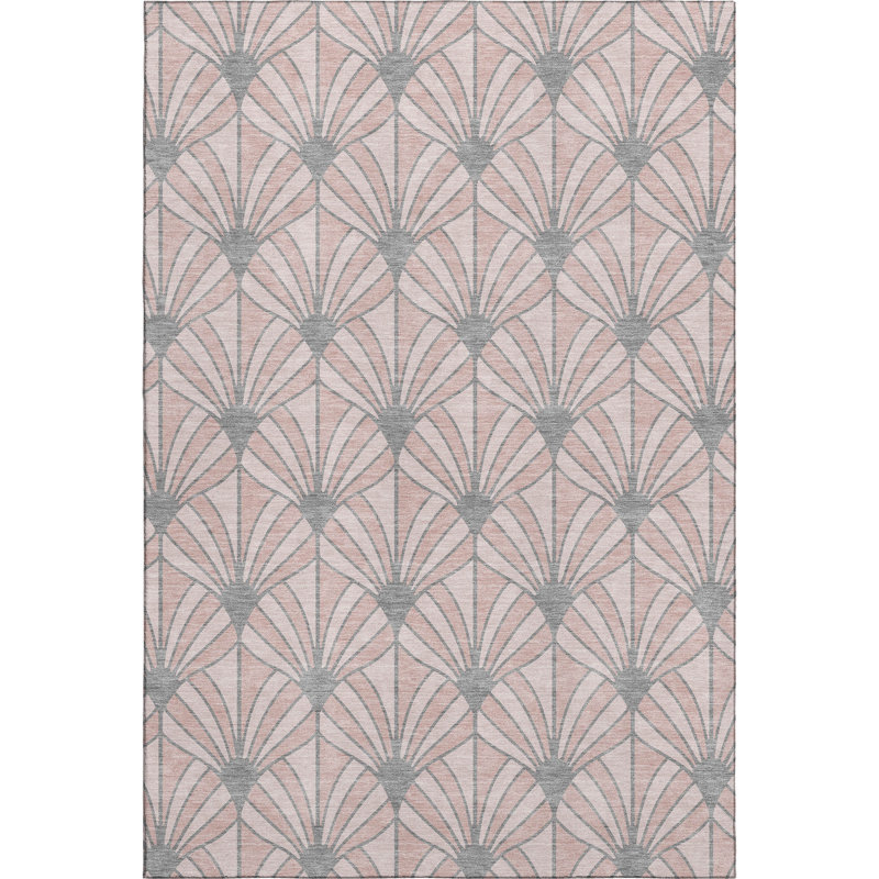 Premium Machine Washable Mayfield AMF2426 Striped Rug, Pink, 9' x 12'