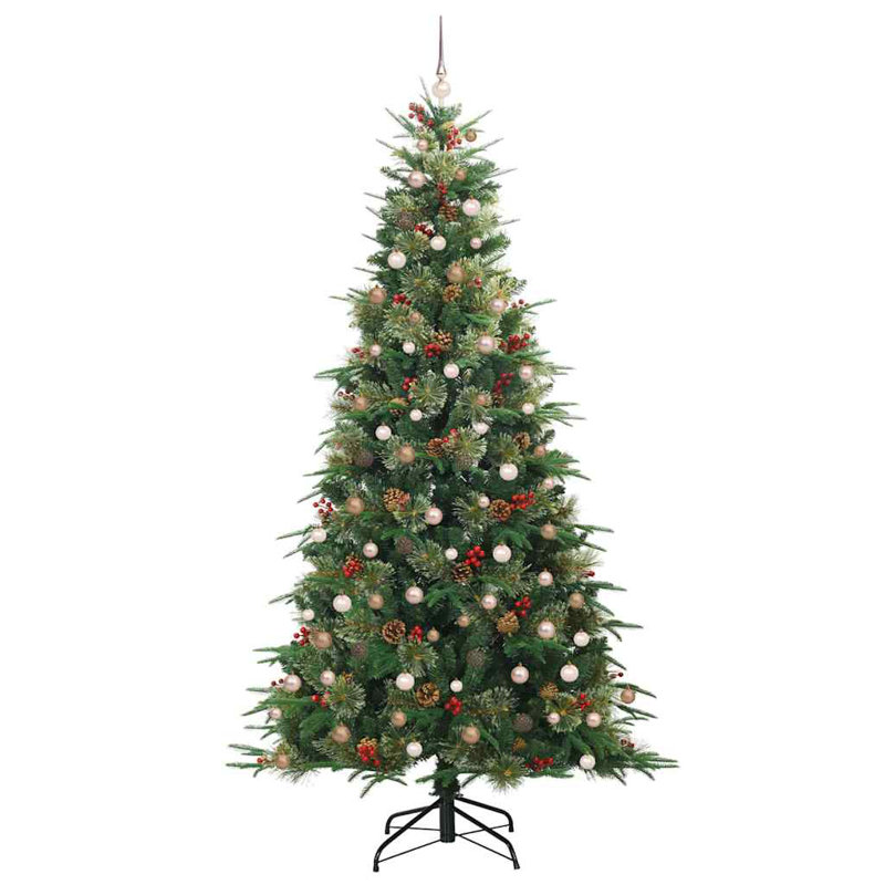 Artificial Hinged Christmas Tree Green PE and PVC, 7.87' H, Green/Brown/Ivory