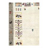 Beige Color Fine Hand knotted Persian Gabbeh 2'2"X 3'3'